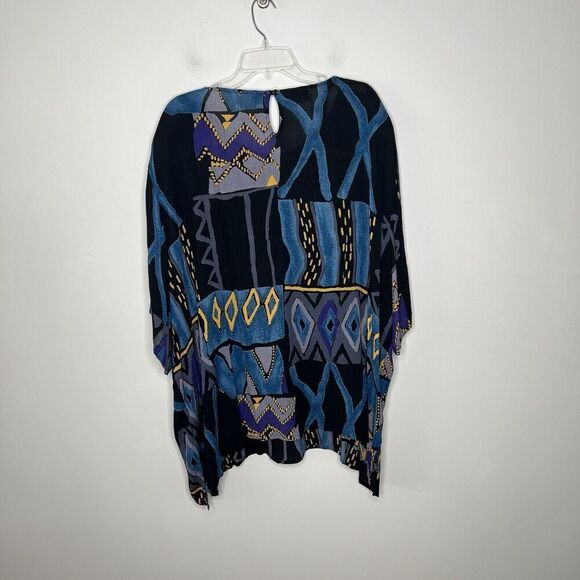 Silhouettes Gauzy Crinkle Abstract Top Womens 4X Rayon Artsy Art To Wear Boho - Picture 11 of 11